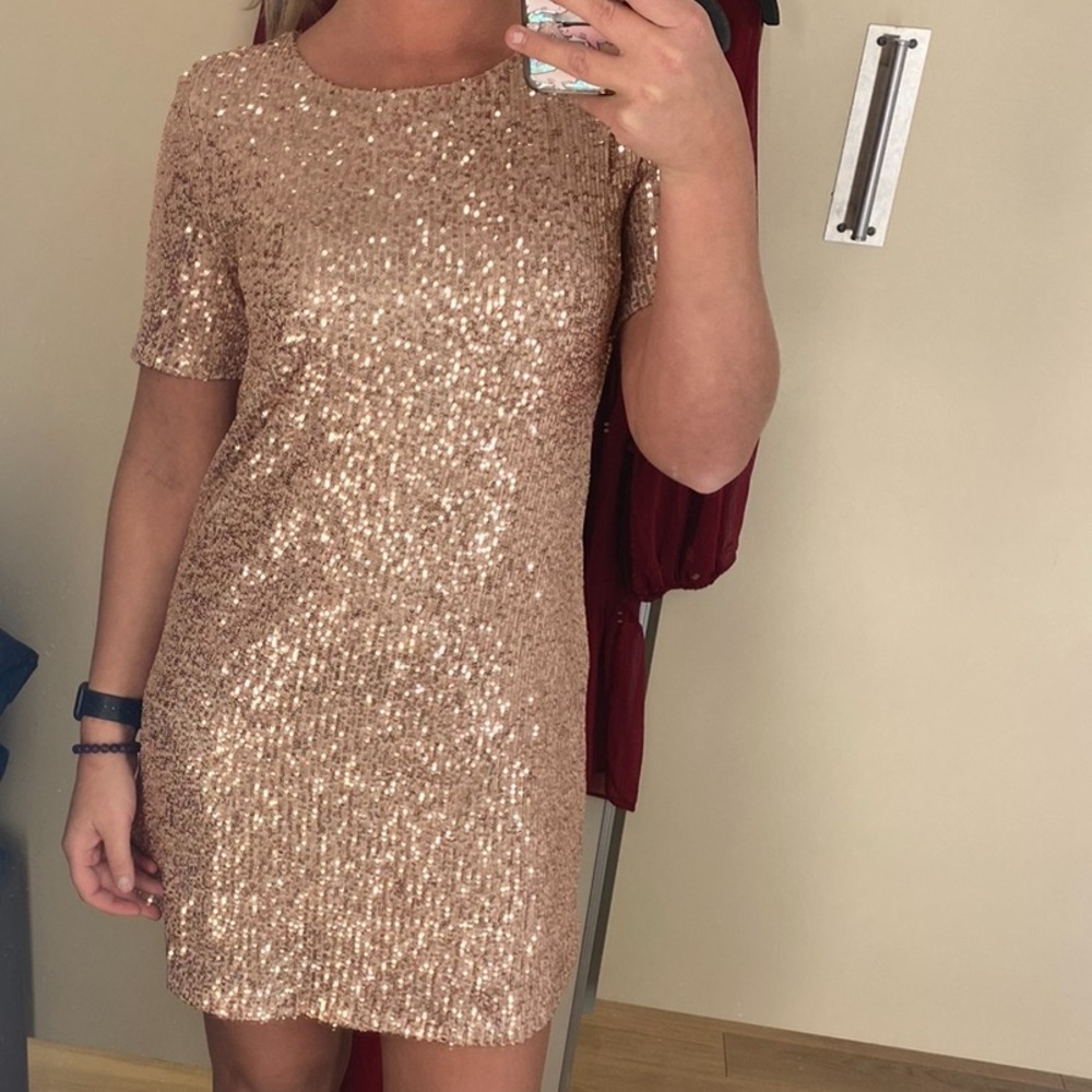 BB Dakota by Steve Madden Sparkling Sequin Mini Dress in Gold